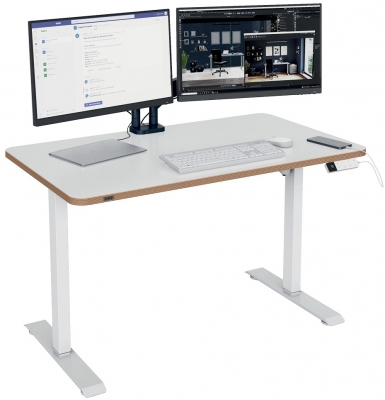 Birou ergonomic Leitz Ergo, electric, 120x70 cm, ajustabil, certificare FSC, alb